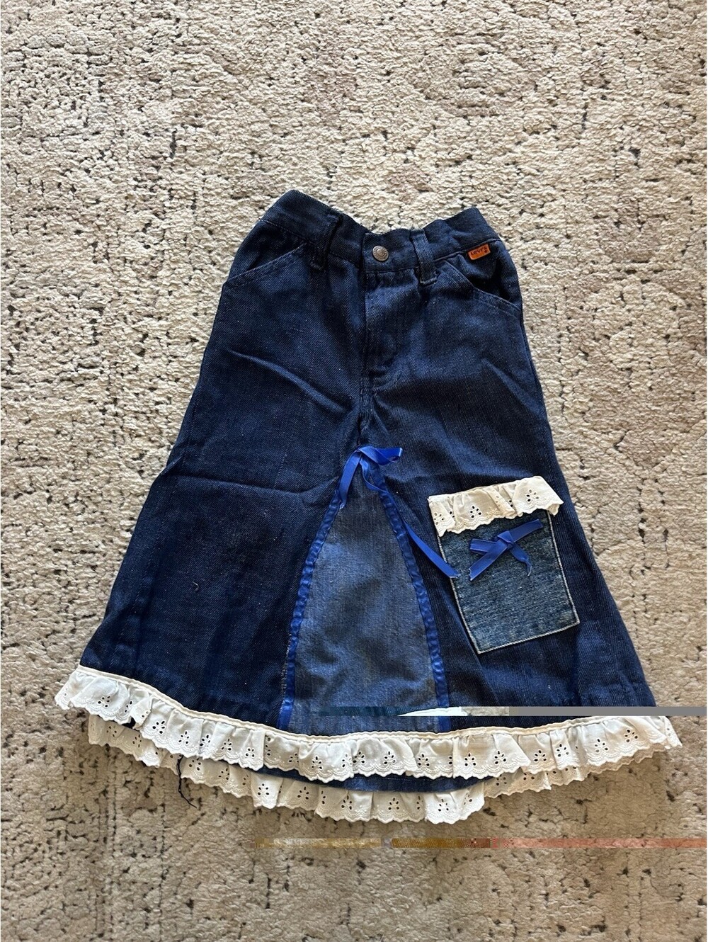 Vintage Levis Orange Tab Patchwork Lace Denim Skirt
